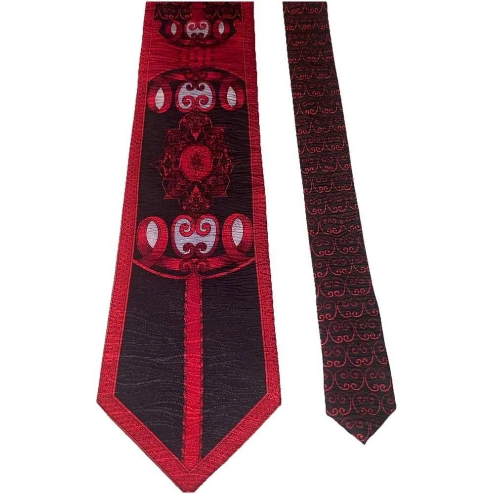 Bruno Piattelli Mens Red&Black Paisley 100%‎ Silk Necktie 58